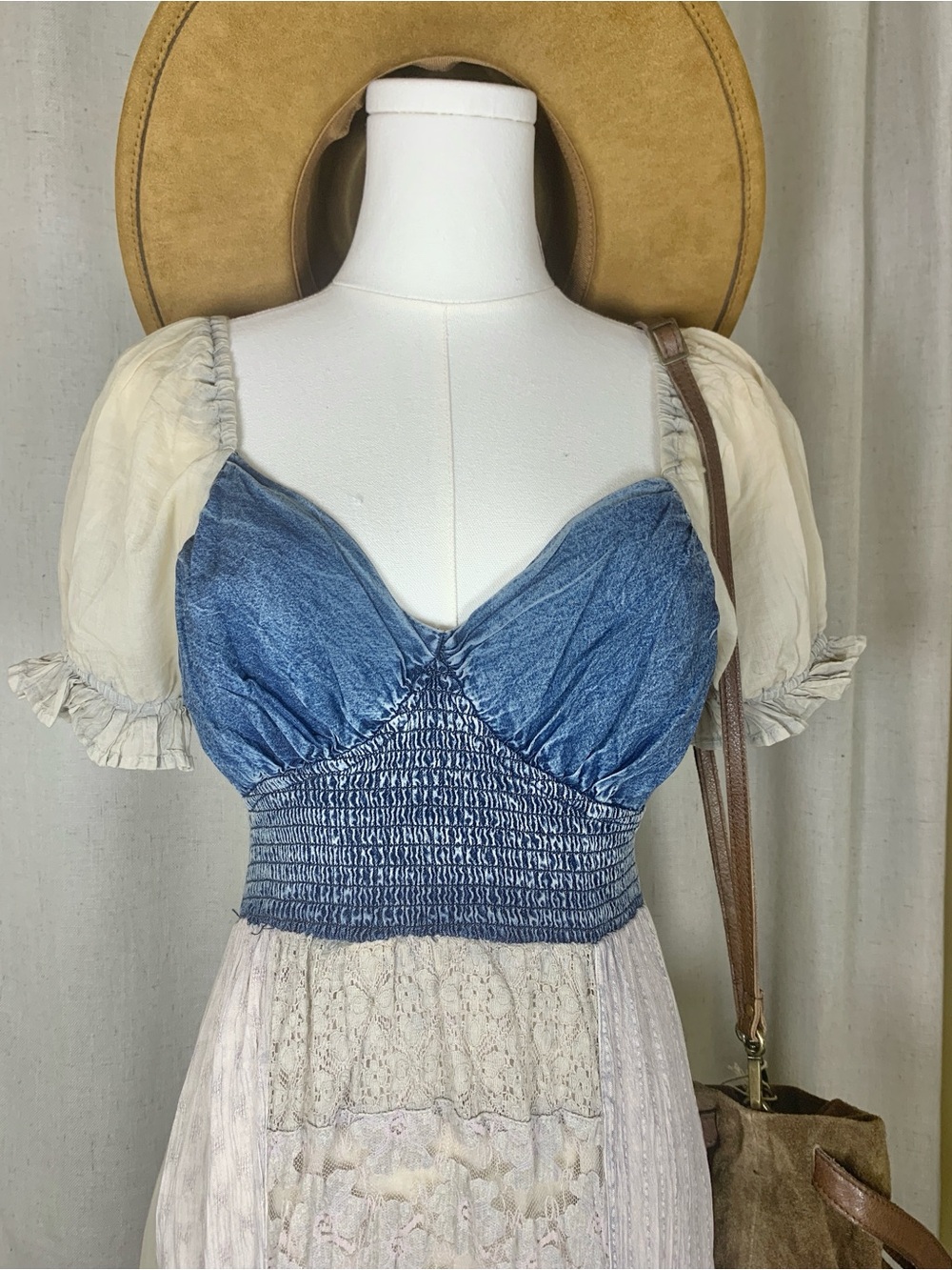 Young Threads Denim & Lace Patchwork Dress | NEW | Boho Western Dress - Picture 2 of 6